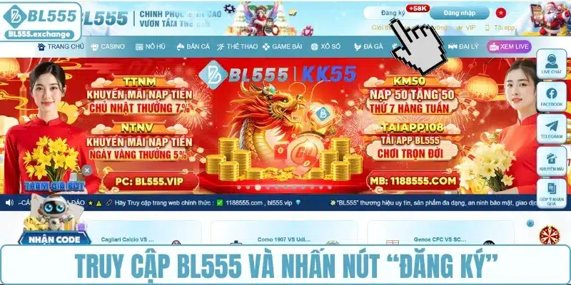 Truy cập trang chủ và nhấn “Đăng ký” ngay